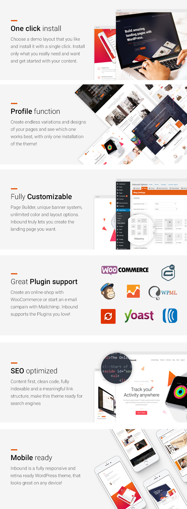 Eingehend - Das Landing Page WordPress-Theme