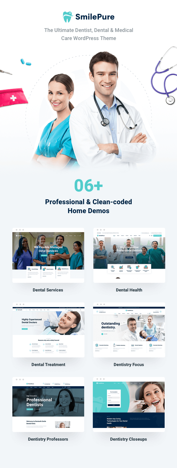 Dental & Medical Care WordPress Theme - SmilePure - 4