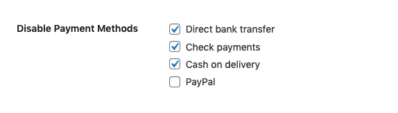 Deaktivieren Sie die Offline-Zahlungsmethoden, wenn auf der Checkout-Seite die Option Kontaktlos ausgewählt ist
