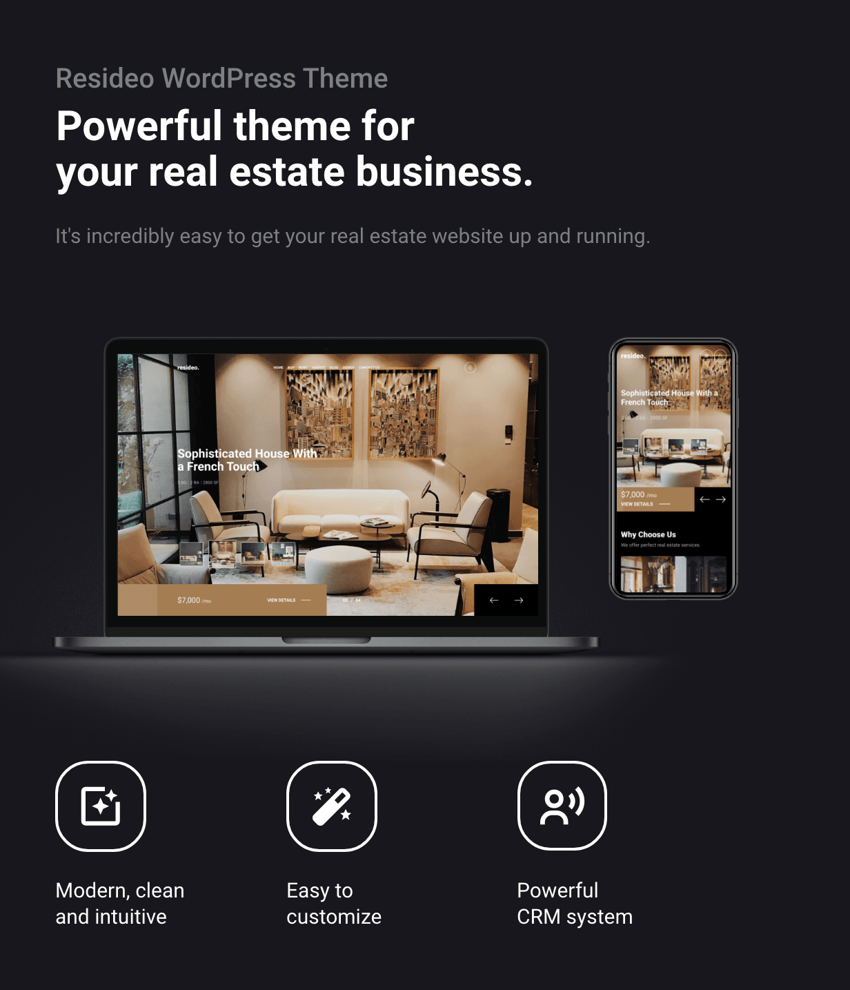 Resideo - Immobilien WordPress Theme - Intro