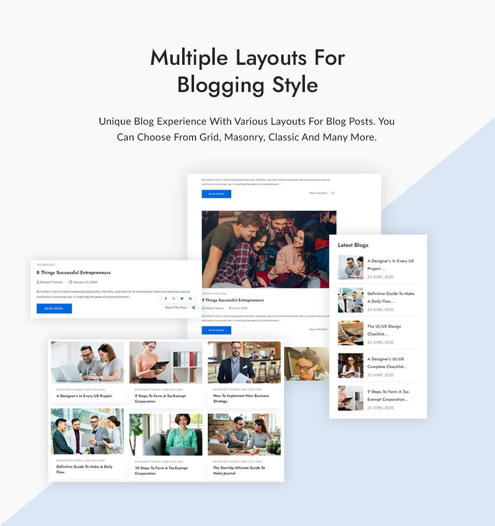 Mehrere Layouts für den Blogging-Stil