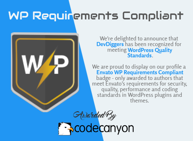 DevDiggers WP-Anforderungen konformes Abzeichen