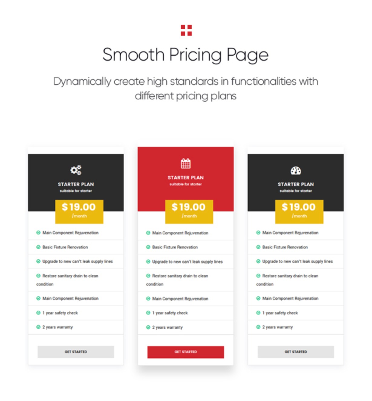 Gear - Factory und Industry Business WordPress Theme glatte Preisseite