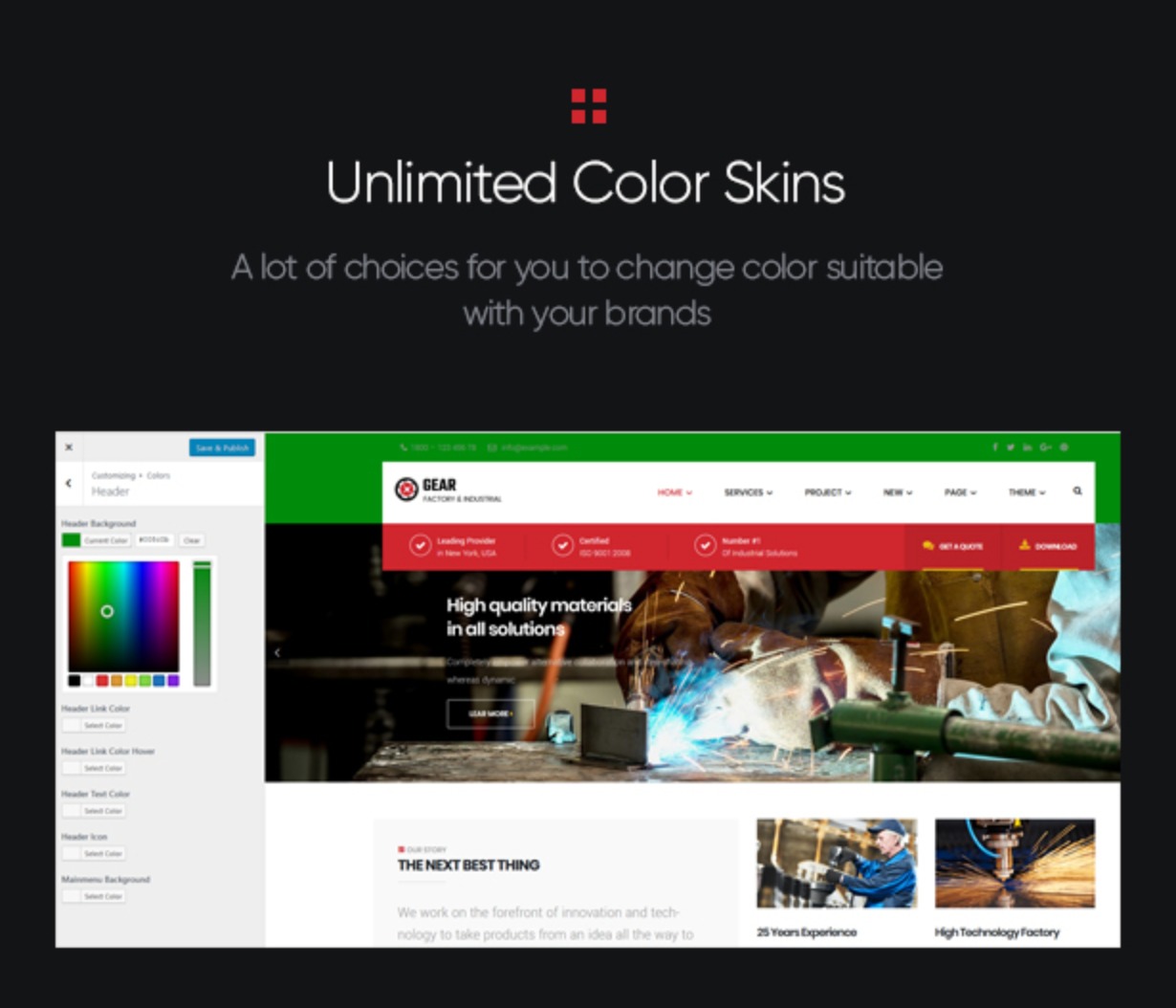 Ausrüstung - Fabrik und Industrie Business WordPress Theme unbegrenzte Farbstile