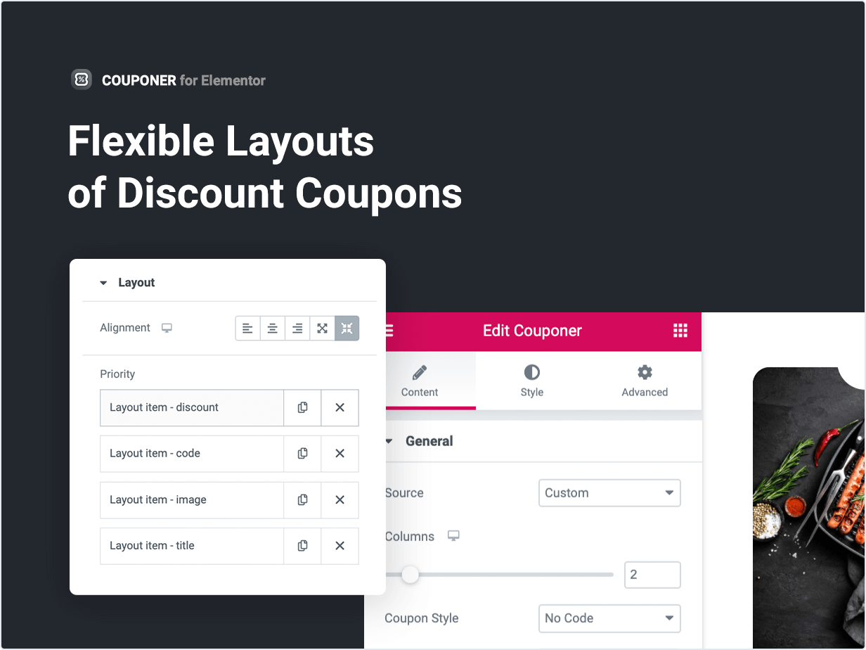 Flexible Layouts von Rabattgutscheinen