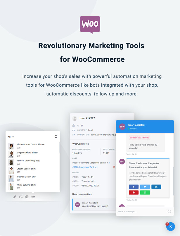 WooCommerce Chat Bot & Marketing App für Support Board - 2