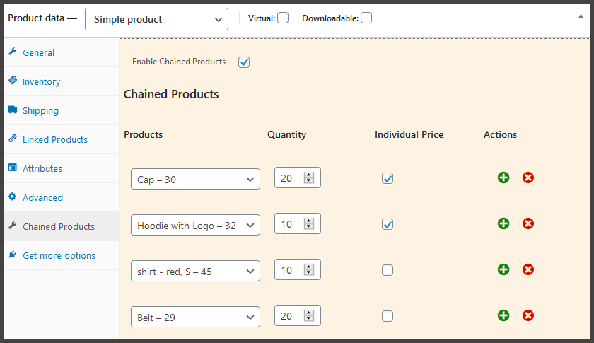 Verkettete WooCommerce-Produkte - 1