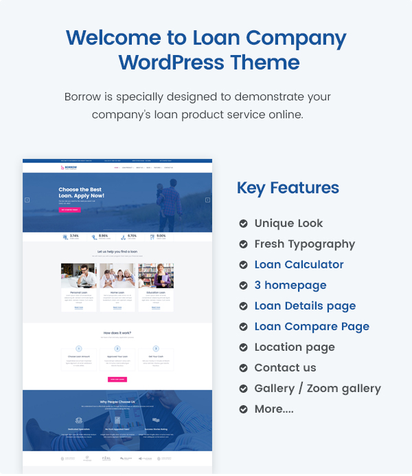 Responsive WordPress-Theme von Borrow - Loan Company