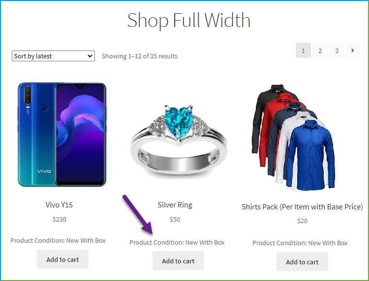 Zustand auf Shop-Seite anzeigen 