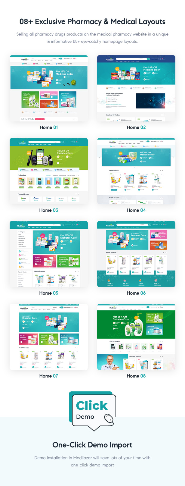 Medilazar Pharmacy WooCommerce WordPress Theme - 08+ Pharmacy Medical Demos Homepages