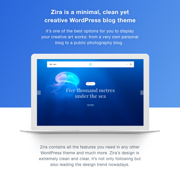 Zira - Modern aussehendes Blogging-Thema - 1