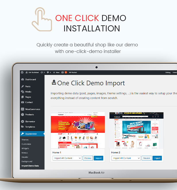 FlashMart - Mehrzweckelement oder WooCommerce WordPress-Theme - One-Click-Demo-Import