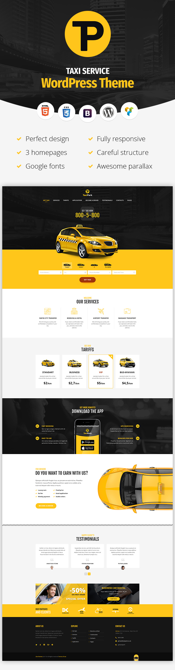 TaxiPark - WordPress-Theme des Taxiunternehmens - 4