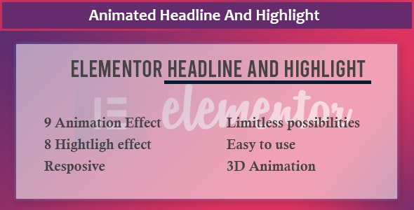 Elementor - Animieren Sie die Überschrift und markieren Sie die Erweiterung - CodeCanyon-Artikel zum Verkauf