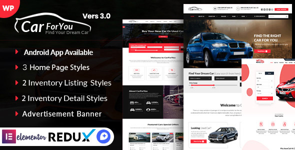 Wordpress Immobilien Template Auto CarForYou - Responsive Car Dealer WordPress Theme