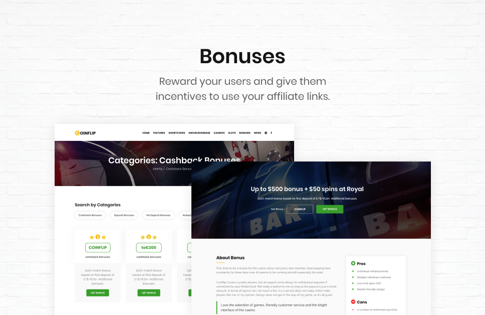 Coinflip - Casino Affiliate & Glücksspiel WordPress Theme - 6