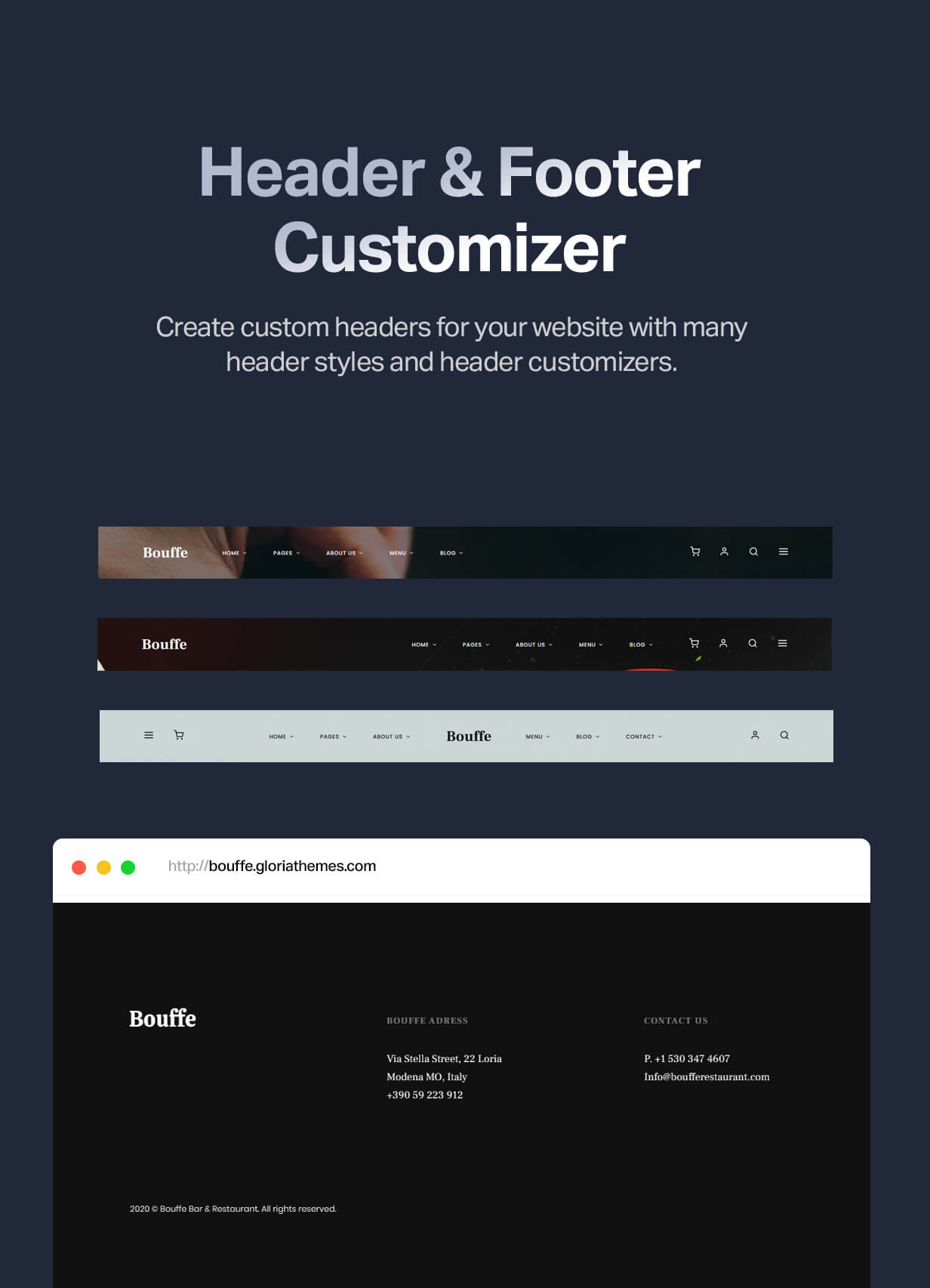 Customizer für Kopf- und Fußzeilen