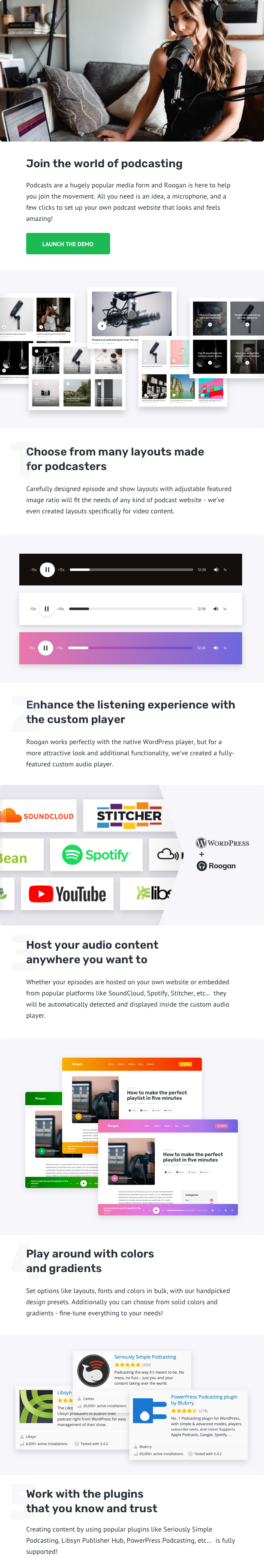 Roogan - Persönliches Podcast-WordPress-Theme