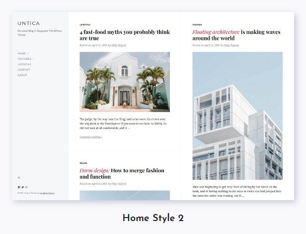 Untica - Persönliches Blog & Magazin WordPress Theme - 2