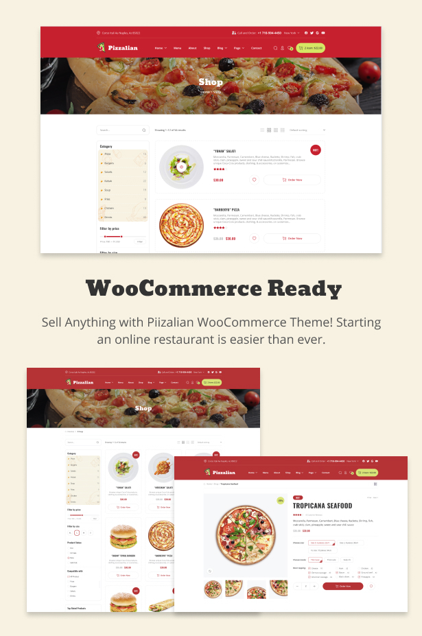 Piizalian - Fast-Food-Restaurant WooCommerce-Thema