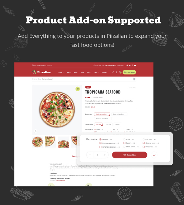 Piizalian - Fast-Food-Restaurant WooCommerce-Thema