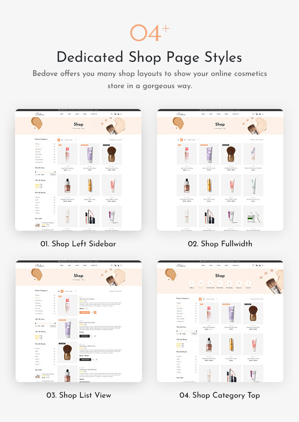 Bedove - WordPress-Theme für Beauty & Cosmetics Shop