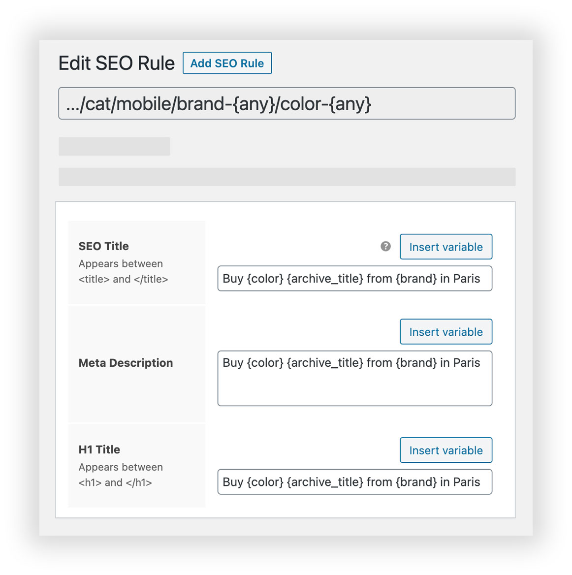 Alles filtern - WooCommerce-Produktfilter-Bearbeitungsbildschirm für SEO-Regeln