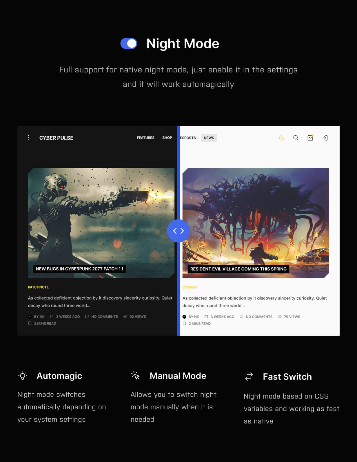CyberPulse - Gaming- und eSport-Theme für WordPress mit Dark Mode