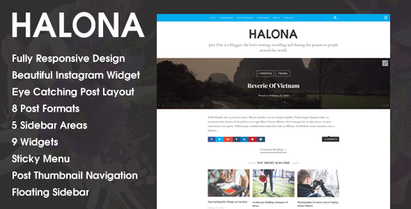 Wordpress Blog Template Halona - A Personal WordPress Blog Theme