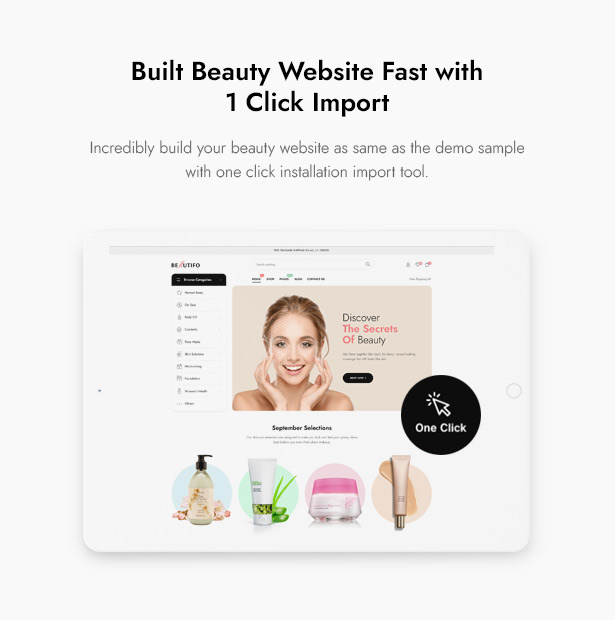 Beautifo ​​Beauty WooCommerce WordPress Theme - 1 Klick Installation Beauty Content importieren
