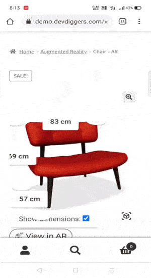 WooCommerce-Produktansicht im AR-Android-Workflow