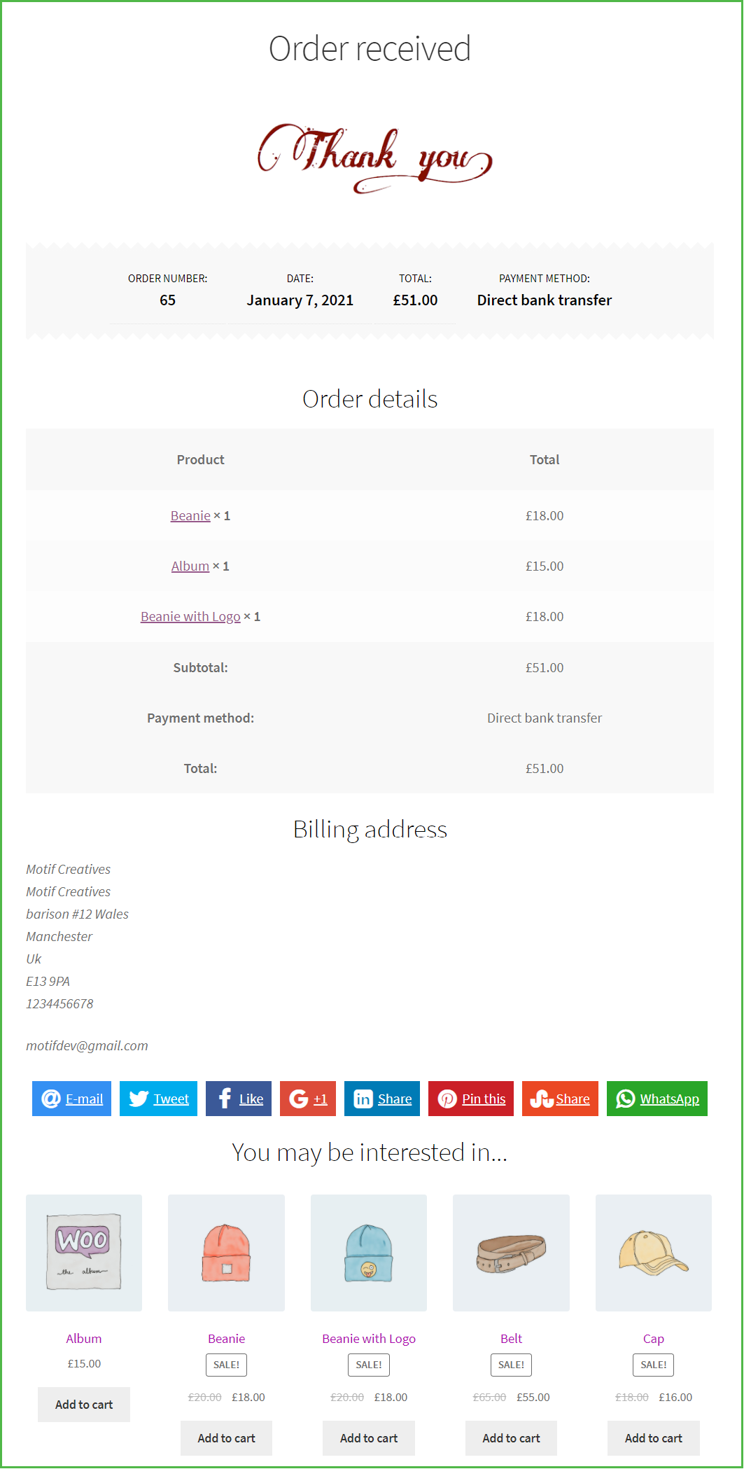 WooCommerce Custom Dankeschön & Bestellbestätigungsseite