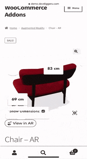 WooCommerce-Produktansicht im AR iOS-Workflow