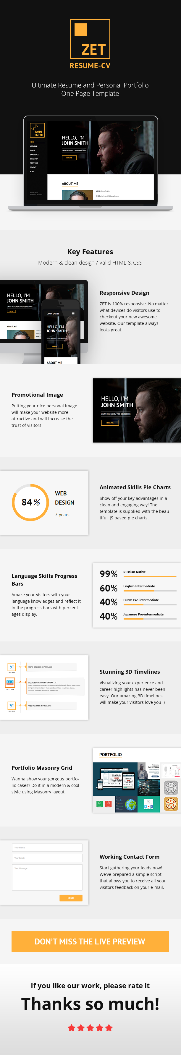 ZET - One Page Resume/Persönliches Portfolio WordPress Theme - 1