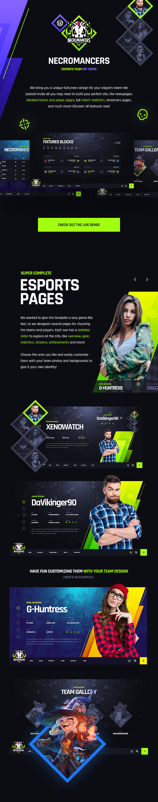 Nekromanten - eSports & Gaming Team WordPress Theme - Übersicht