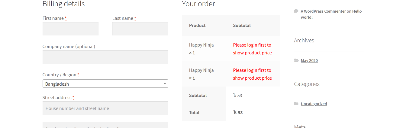 WooCommerce-Checkout-Seite