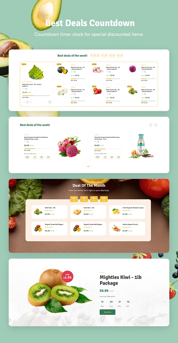 Ecolive - WooCommerce WordPress Theme für Bio-Lebensmittel - Countdown für die besten Angebote