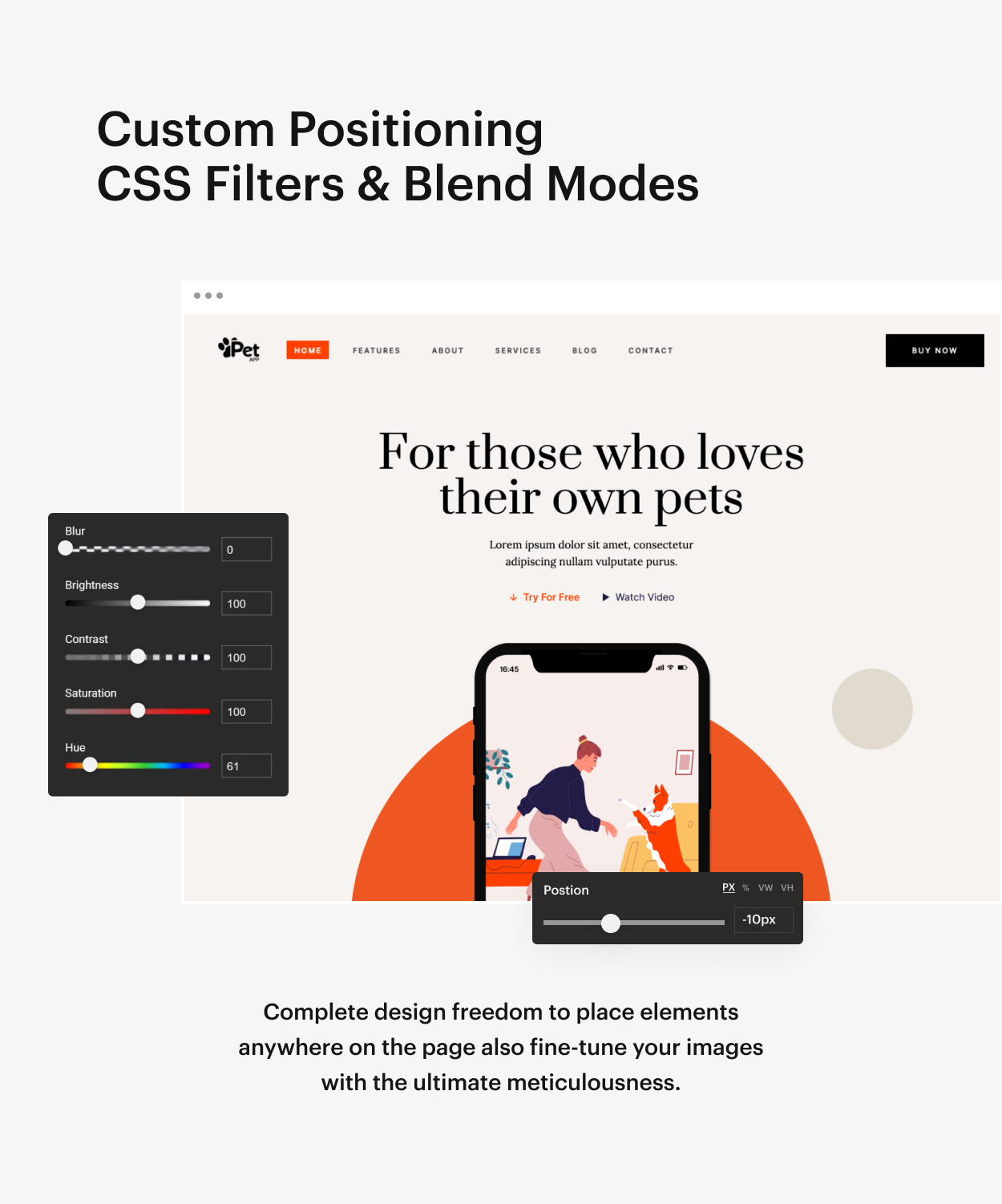 Kaon WordPress Theme - Custom Positioning
