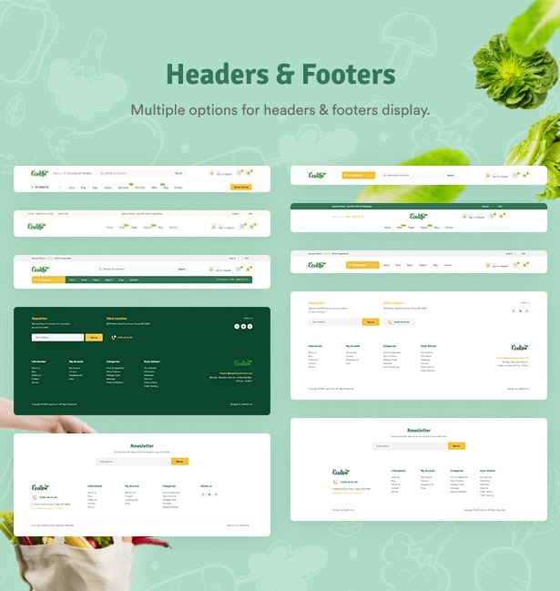 Ecolive - Organic Food WooCommerce WordPress Theme - Kopf- und Fußzeilen