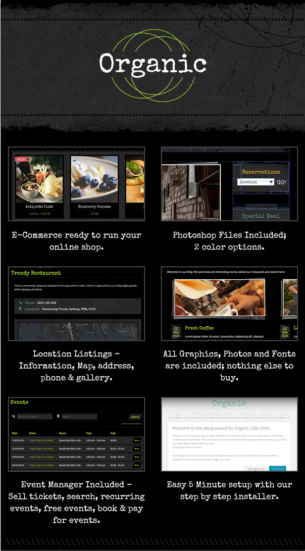 Organic Cafe Restaurant Grunge WordPress-Theme