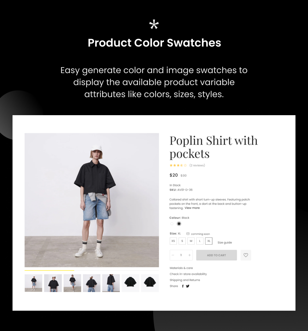 Cecile - Minimalistisches WooCommerce-Theme - Produktfarbmuster