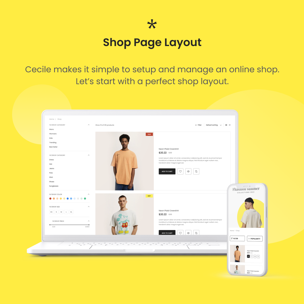Cecile - Minimalistisches WooCommerce-Theme - Shop-Seitenlayouts