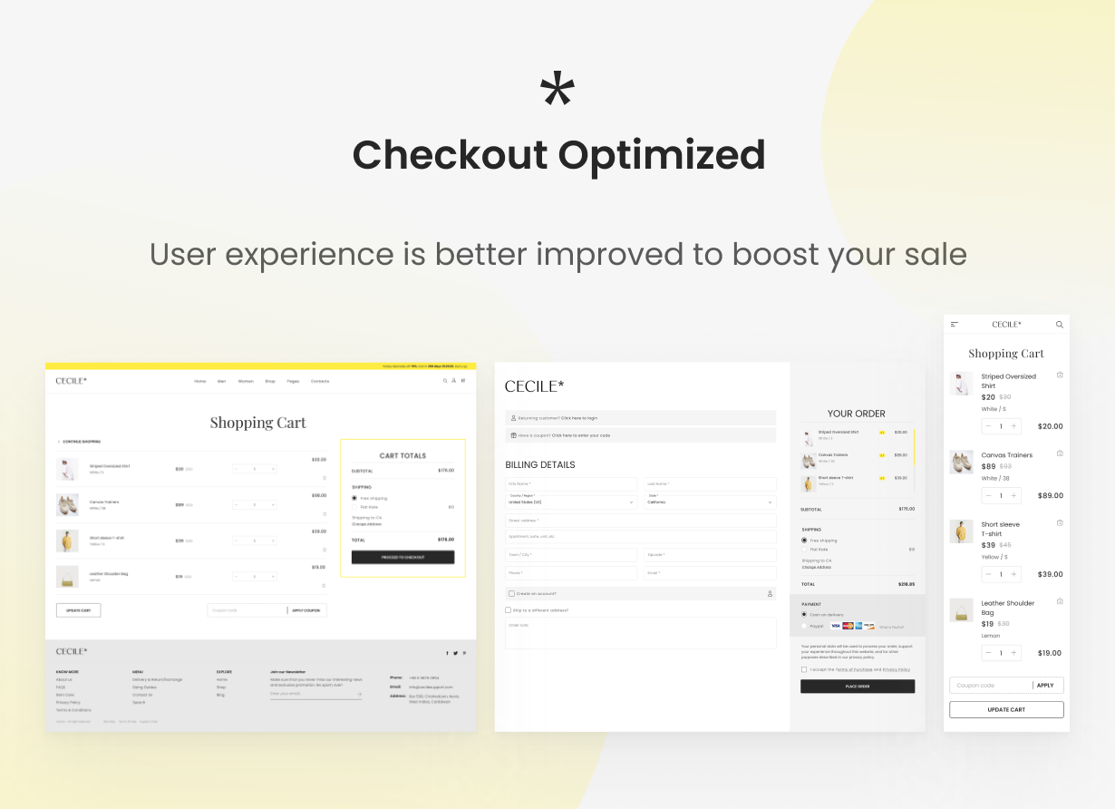 Cecile - Minimalistisches WooCommerce-Theme - Checkout Optimiert
