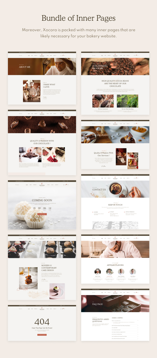 Xocora - Food Bakery WooCommerce WordPress Theme - Innenseiten