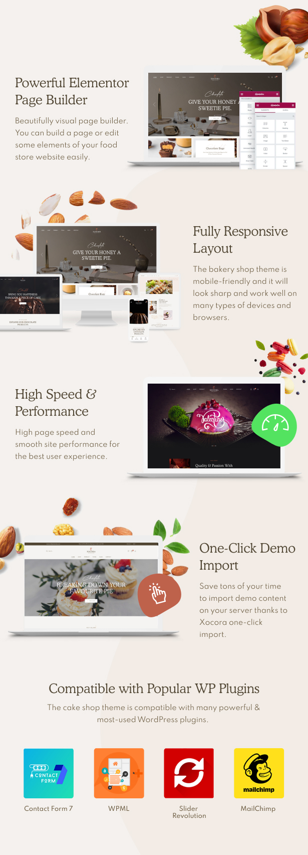 Xocora - Food Bakery WooCommerce WordPress Theme - Kernfunktionen