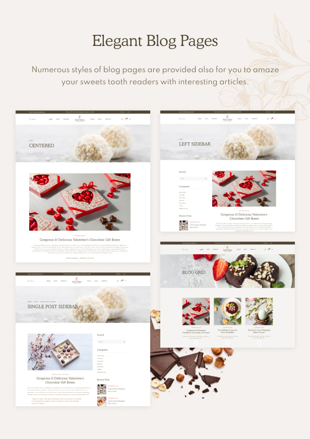 Xocora - Food Bakery WooCommerce WordPress Theme - Elegante Blog-Seiten