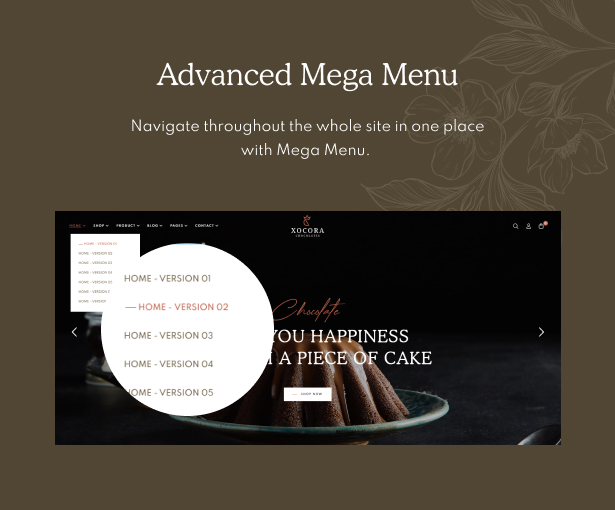 Xocora - Food Bakery WooCommerce WordPress Theme - Advanced Mega Menu
