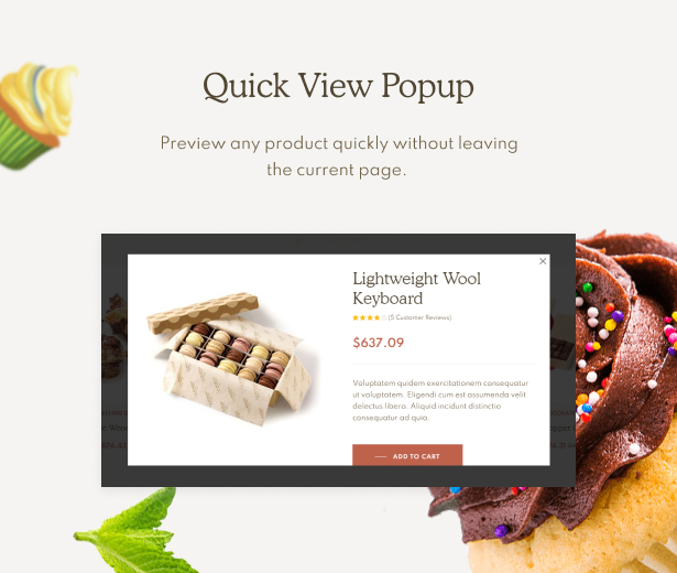 Xocora - Food Bakery WooCommerce WordPress Theme - Schnellansicht Popup