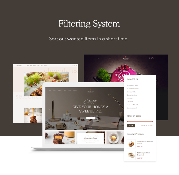 Xocora - Food Bakery WooCommerce WordPress Theme - Filtersystem