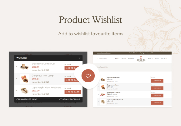 Xocora - Food Bakery WooCommerce WordPress Theme - Produktwunschliste